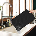 Buruis Dish Drying Rack for Kitchen Countertop, Large Capacity Gold Stainless Steel Dish Drainer with Anti-Slip Rubber Feet, Removable Drain Board and Utensil Holder (Black Tray) - Image 6