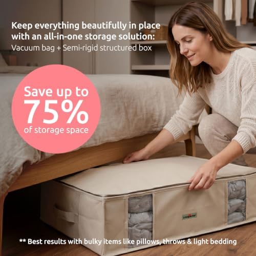 Compactor Large Vacuum Storage Bag & Semi-Rigid Box, Closet Organizer, 145L - Image 2