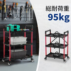 WORKPRO 3-Tier Collapsible Utility Cart, 210 LBS Cart with Wheels - Image 2