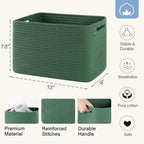 4 Pack Storage Baskets for Organizing, Woven Baskets for Shelves - Perfect for Toys, Books, Towels, and Clothes, Durable Gift Basket Bins Toy Storage, 12.7''L x9''W x7.8''H, Green - Image 3