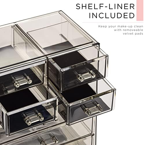 Sorbus Makeup Organizer, 7-Drawer Acrylic 2-Piece Set (Black Jewel) - Image 6