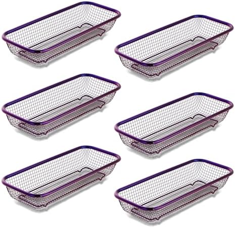 Buyer Star Stainless Steel Cutlery Drawer Organizer Pack of 6, Purple Mesh Storage Baskets with 4 Triangle Racks, Stackable Utensil Holder for Holding Flatware Kitchen Utensil by BuyerStar