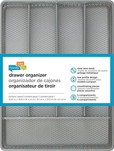 Honey-Can-Do KCH-02154 Steel Mesh 5-Compartment Cutlery Utensil Organizer, Silver (Pack of 6) - Image 4