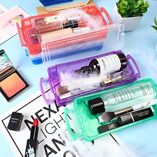 Crtiin 12 Pack Clear Pencil Box Stackable Case, Red, Green, Blue, Purple - Image 6