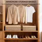 Woven Seagrass Wicker Storage Basket Set of 2 with Wooden Lids - Image 4
