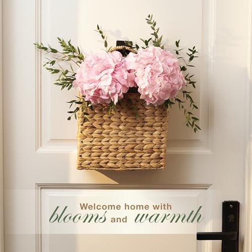 Set of 2 Wicker Hanging Basket for Organizing, Front Door, Mail, Flowers - Woven Wall Baskets for Storage - Image 3