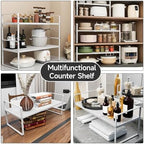 2Pcs Expandable Cabinet Countertop Shelves, 16.5"~27''L, White - Image 6