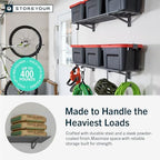 StoreYourBoard Garage Wall Shelf, 1x4 ft, Holds 400 lb, 6 Hooks, 2 Pack - Image 5