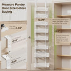 Delamu 8 Tier Over the Door Pantry Organizer, 2in1 Hanging or Wall Mount Spice Rack Seasoning, Adjustable Heavy-Duty Narrow Pantry Door Organizer and Storage for Kitchen Cabinet and Bathroom,12" White - Image 2