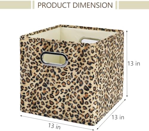 ANMINY Leopard Cheetah Print Storage Cubes Bins, Velvet, Brown, 13Inch 8PCS - Image 3