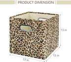 ANMINY Leopard Cheetah Print Storage Cubes Bins, Velvet, Brown, 13Inch 8PCS - Image 3