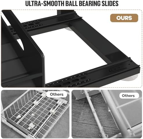 Under Sink Organizer Upgrade To Professional Rails,2-Tier Dual Pull Out Cabinet Storage,Height Adjustable Slide Out Drawers For Bathroom Kitchen,2 Pack-14.5" Dx12.8-16.9" H,Black - Image 3