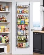 Delamu Over The Door Pantry Organizer, 8-Tier Pantry Door Organizers and Storage, Metal Hanging Spice Rack, Seasoning Organizer, Door Organizer for Home Kitchen Bathroom, Black by DELAMU