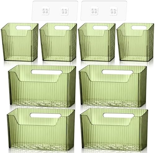 SiliFine 8 Pcs Cabinet Door Organizer Bin Wall Mount Organizer,3.94'',Green by SiliFine
