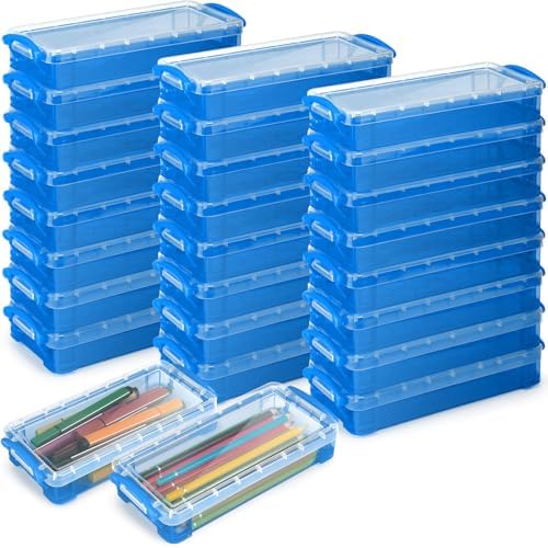 Gueevin 24 Pcs Pencil Box Clear Plastic Pencil Case, Cute Blue by Gueevin