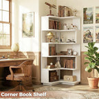 Besiost Corner Book Shelf, 6-Shelf Corner Bookshelf for Small Corner Spaces - Image 5