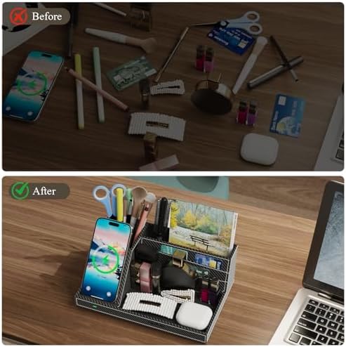 Desk Caddy with Fast Wireless Charger,Pen Holder Charging Station Organizer - Image 2