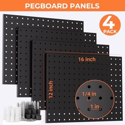 INCLY 70PCS Pegboard Wall Organizer Kit with Metal Panels and 1/4" Hooks - Image 3