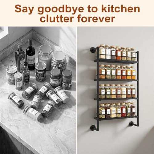 4 Tier Spice Rack Wall Mounted for Kitchen, Large Capacity Organizer - Image 5