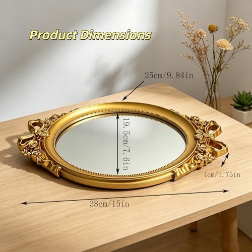 Mirrored Tray, 15"x 9.75" x 1.25" Gold Vanity Tray，Gold Perfume Tray, Decorative Organizer for Dresser, Bathroom Countertop, Bedroom, Living Room & Special Occasions - Image 4