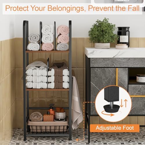 Snughome Towel Rack Free Standing 3-Tier M-Shaped Detachable Dividers, Metal Towel Storage Shelf for Bathroom, Pool Towel Rack Holder, Space-Saving Storage Organizer, Modern Bath Towel Storage Holder - Image 2