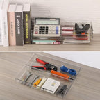 6 Pcs Large Clear Plastic Drawer Organizers Tray 15" x 6.3" Storage Bins with 25 Pcs Non-Slip Pads for Makeup, Jewelries, Kitchen Utensils, Bathroom and Office - Image 5