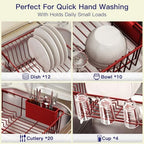 MAJALiS Red Expandable Dish Drying Rack Over Sink with Extra Drainboard - Image 7