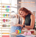 Over The Door Ribbon Organizer ：20 Tier Wood Wrapping Paper Display Rack Large Gift Paper Storage Easy wall Door Mount Multiple Mounted Ribbon Holder Rack Craft Room Roll - Image 3