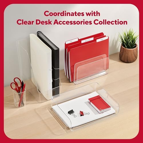 TRU RED Side-Load Stackable Plastic Letter Tray, Clear, 6-Pack - Image 4