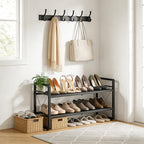ELYKEN Expandable Shoe Rack for Closet, 2-Tier Metal Black Shoe Organizer - Image 2