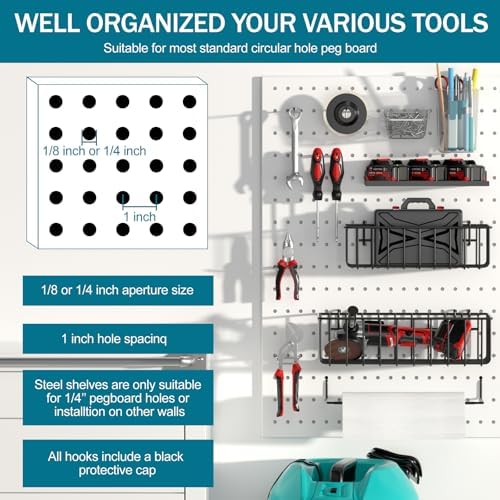 Peg Board Accessories Kit,Pegboard Hooks Assortment with Bins,Cups,Wire Baskets,Paper Towel Holder Can be Used for Pegboard Garage Workbench Craft Room Organizing Tools (Transparent Cup+Box) - Image 6