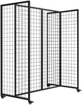 Grid Wall Panels, Grid Wall with Wheels,4x5.5Ft Gridwall Panel Display Stand,Sturdy Art Display Panels, Grid Display Stand, Black by Unknown