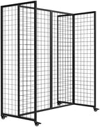 Grid Wall Panels, Grid Wall with Wheels,4x5.5Ft Gridwall Panel Display Stand,Sturdy Art Display Panels, Grid Display Stand, Black by Unknown