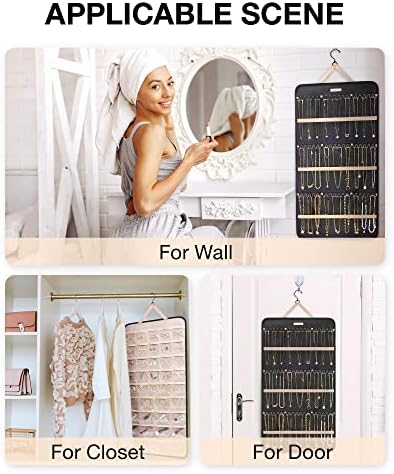 BAGSMART Hanging Jewelry Organizer Necklace/Earring/Ring 2-Sided XL Black - Image 6