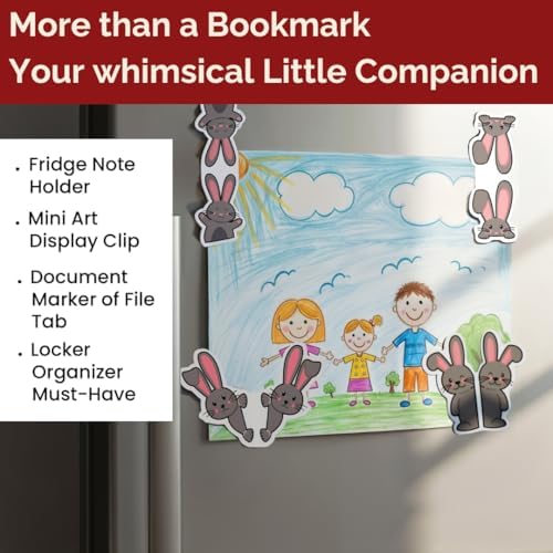 Bunny Bookend Set with 4 Bookmarks – Cute Rabbit Book Holders for Kids Books, Childrens Room Shelves, White Forest Animal Bookends, Peter Rabbit Book Decorations, Gift for Baby Nursery Bunnies - Image 6