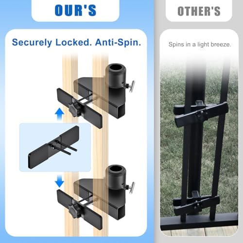 KingDolly No Drill Umbrella Deck Mount, Deck Railing Umbrella Holder Clamp - Image 4