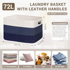 72L Large Woven Laundry Basket Hamper with Handles, Gradient Blue - Image 2
