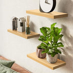 BAYKA Light Oak-Toned Floating Shelves 15.7in, Set of 3, Wall Mounted Shelf - Image 2