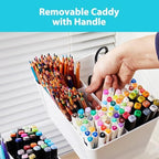 MACOPRO 17QT Craft Storage Box with 2 Removable Caddy Trays, Clear Stackable Plastic Organizer with Lid for Art Supplies, Beads, Sewing Tools, Pens & Kids Toys (White, 1Pack-2-in-1) - Image 6