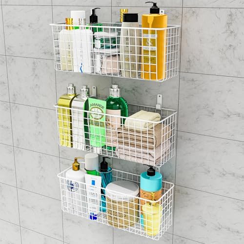 Joben Oligey 3 Set [Extra Large] Hanging Wall Wire Baskets, Farmhouse Food Storage Kitchen Pantry Laundry Closet Garage RV, White - Image 4