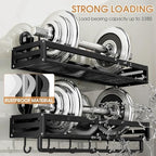 Suction Cup Shower Caddy with 5 Hooks & Towel Rrack 15.7inch Black - Image 3