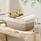 MiniArk Small Storage Baskets for Organizing | Closet Organizer Bins | Shelf Toy Basket | Woven Rope Baskets | Cube Decorative Box | Shallow Basket | 13x8.5x5.1” | 4 Packs Gradient Brown - Image 3