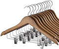 HOUSE DAY Wooden Hangers with Clips 12 Pack, Suit and Pants Hangers, Walnut by HOUSEDAY