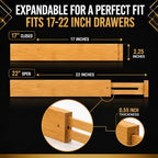 Adjustable Bamboo Drawer Dividers Expandable 8 Pack 17-22 Organizer - Image 2