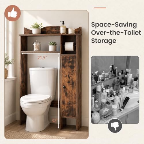 Giantex Over-The-Toilet Storage Cabinet with 1-Door Side Storage Cabinet - Image 5