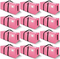 SWEET DOLPHIN 12 Pack 200LB Heavy-Duty Moving Bags with Wrap-Around Handles, Extra Large Storage Totes for Space Saving, Clothes Storage Bags, College Dorm Essentials, Pink, 24 Gal by SWEET+DOLPHIN