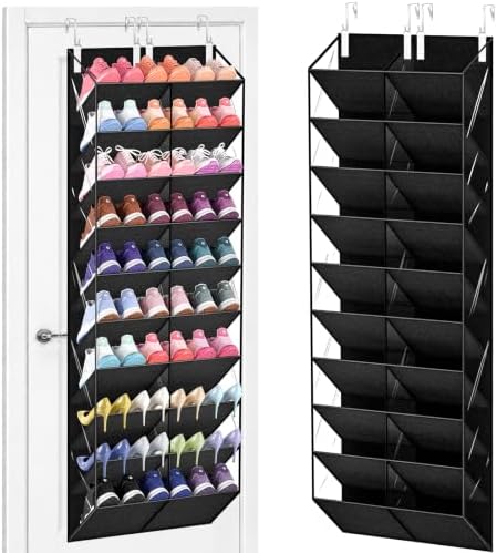 Over the Door Shoe Organizer, 10-Tier Shoe Rack for Door, Black by Unknown