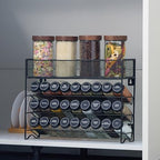 Spice Rack Organizer with 27 Spice Jars with Black Lids - Image 6
