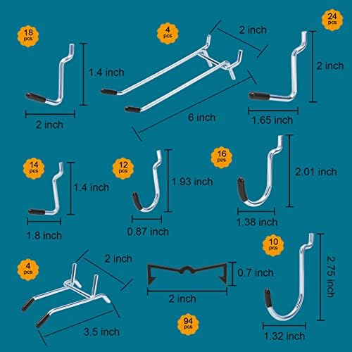 248PCS Pegboard Accessories Organizer Kit,1/8 and 1/4 inch Pegboard Hooks Assortment, Pegboard Bins, Metal Hooks for Hanging Storage (Transparent) - Image 4
