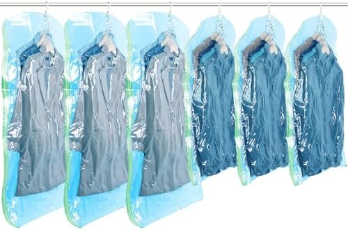 TAILI Hanging Vacuum Storage Bags for Clothes Space Saver 6 Combo Blue by TAILI